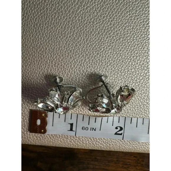 Vintage | Screwback Earrings | Mid Century | Rhinestones | Costume Jewelry - Picture 10 of 15